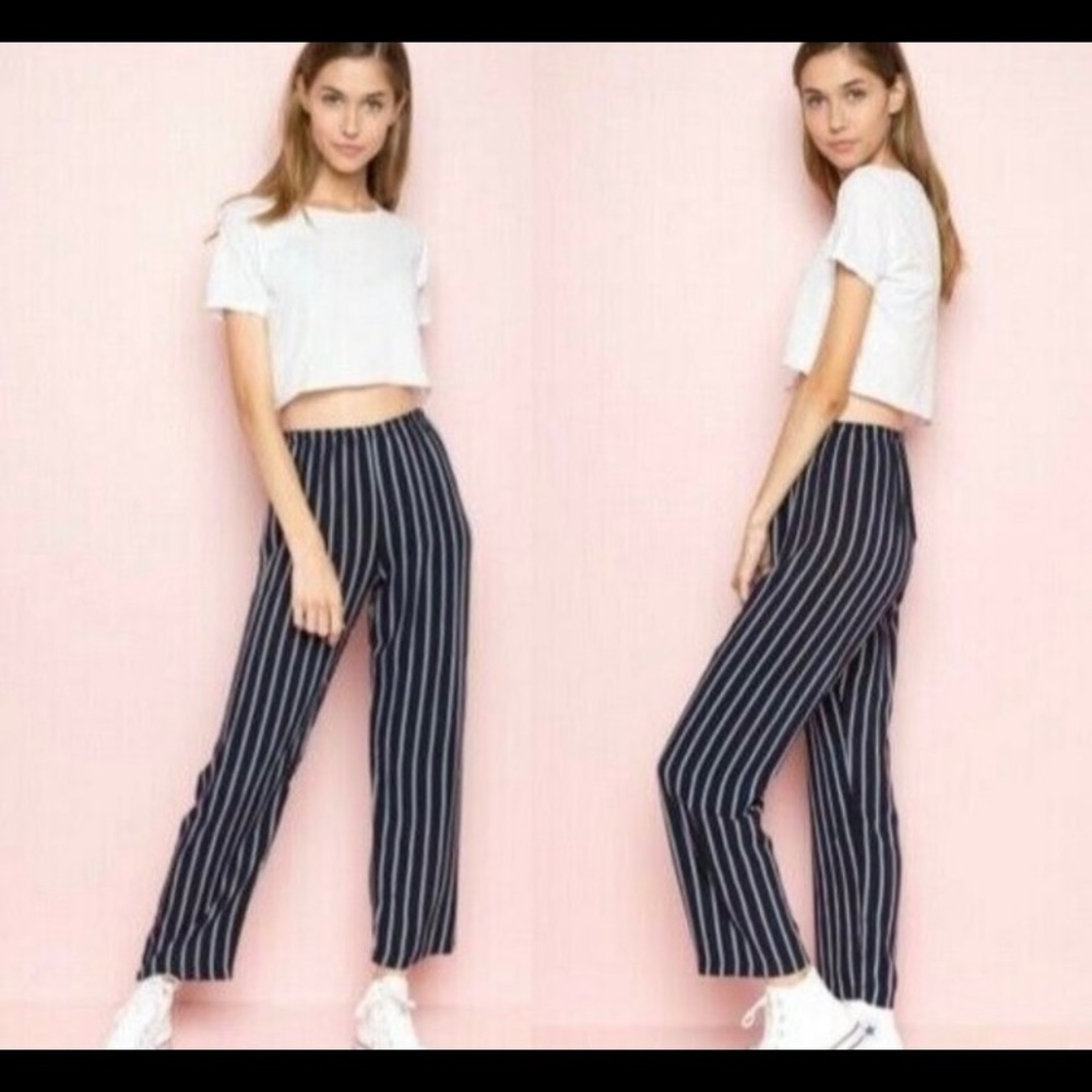 Brandy Melville Frankie Striped Pants Navy Blue